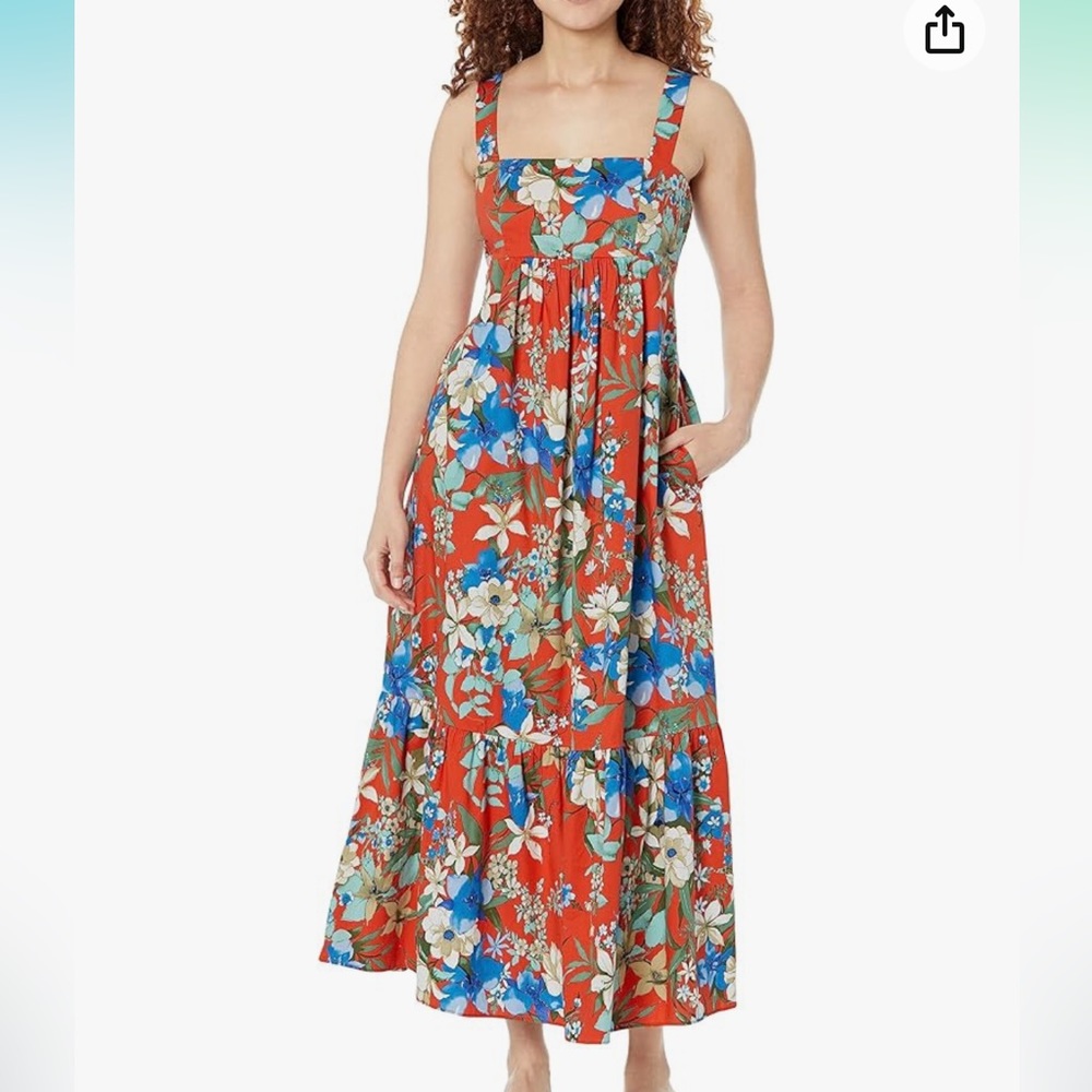 London Times Babydoll Tiered Maxi Dress in Original Blue